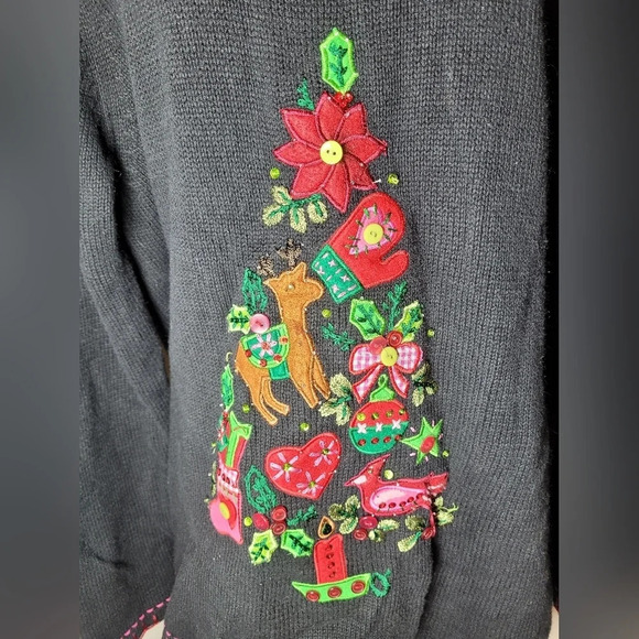 Quacker Factory Light Up Christmas Tree Sweater sz XL - Picture 2 of 12